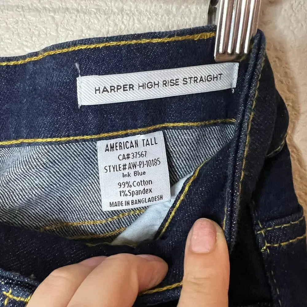 American Tall Harper High Rise Straight Jeans in dark ink blue 29 / 35 inseam - Picture 7 of 10